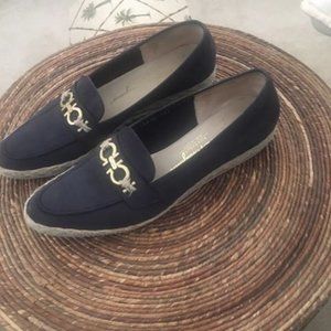 Salvatore Ferragamo Navy Suede Espadrilles | SZ 9